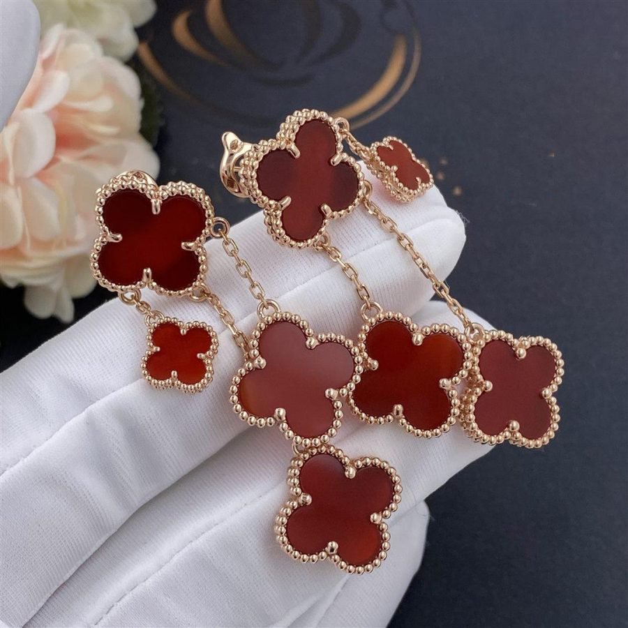 [Clover Jewelrys]CLOVER EARRINGS CARNELIAN 4 MOTIFS PINK GOLD