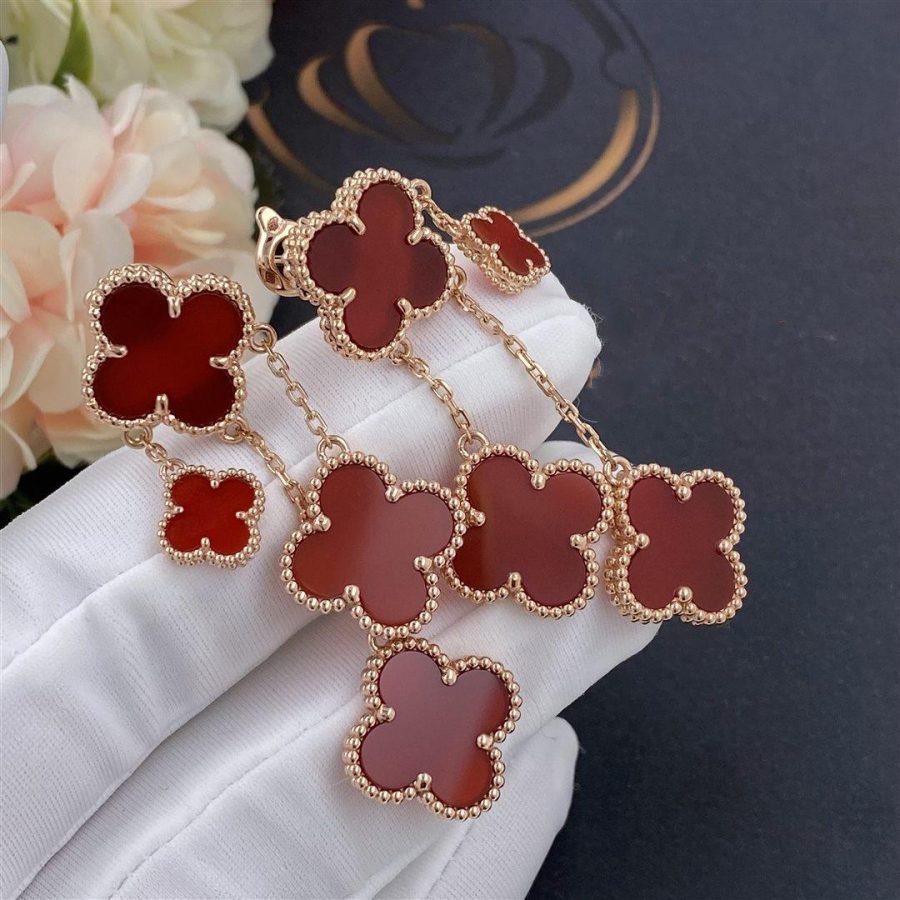 [Clover Jewelrys]CLOVER EARRINGS CARNELIAN 4 MOTIFS PINK GOLD