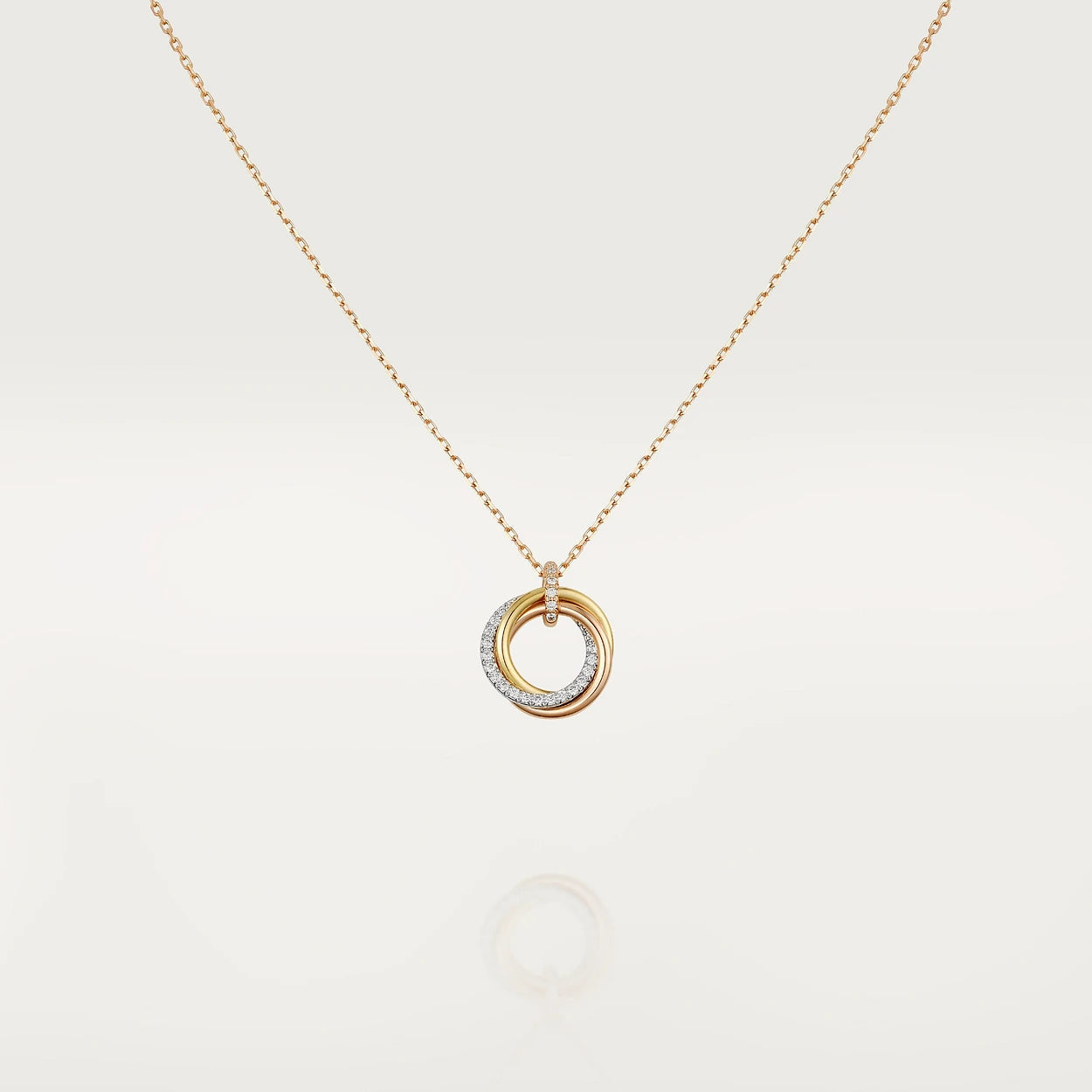 [Clover Jewelrys]TRINITY NECKLACE SILVER GOLD PINK GOLD DIAMONDS