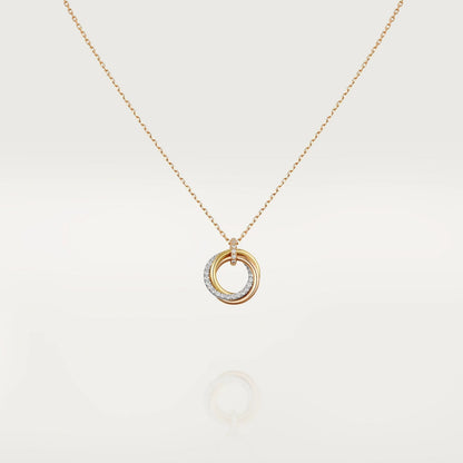 [Clover Jewelrys]TRINITY NECKLACE SILVER GOLD PINK GOLD DIAMONDS