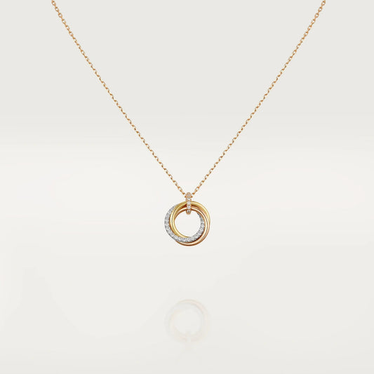 [Clover Jewelrys]TRINITY NECKLACE SILVER GOLD PINK GOLD DIAMONDS