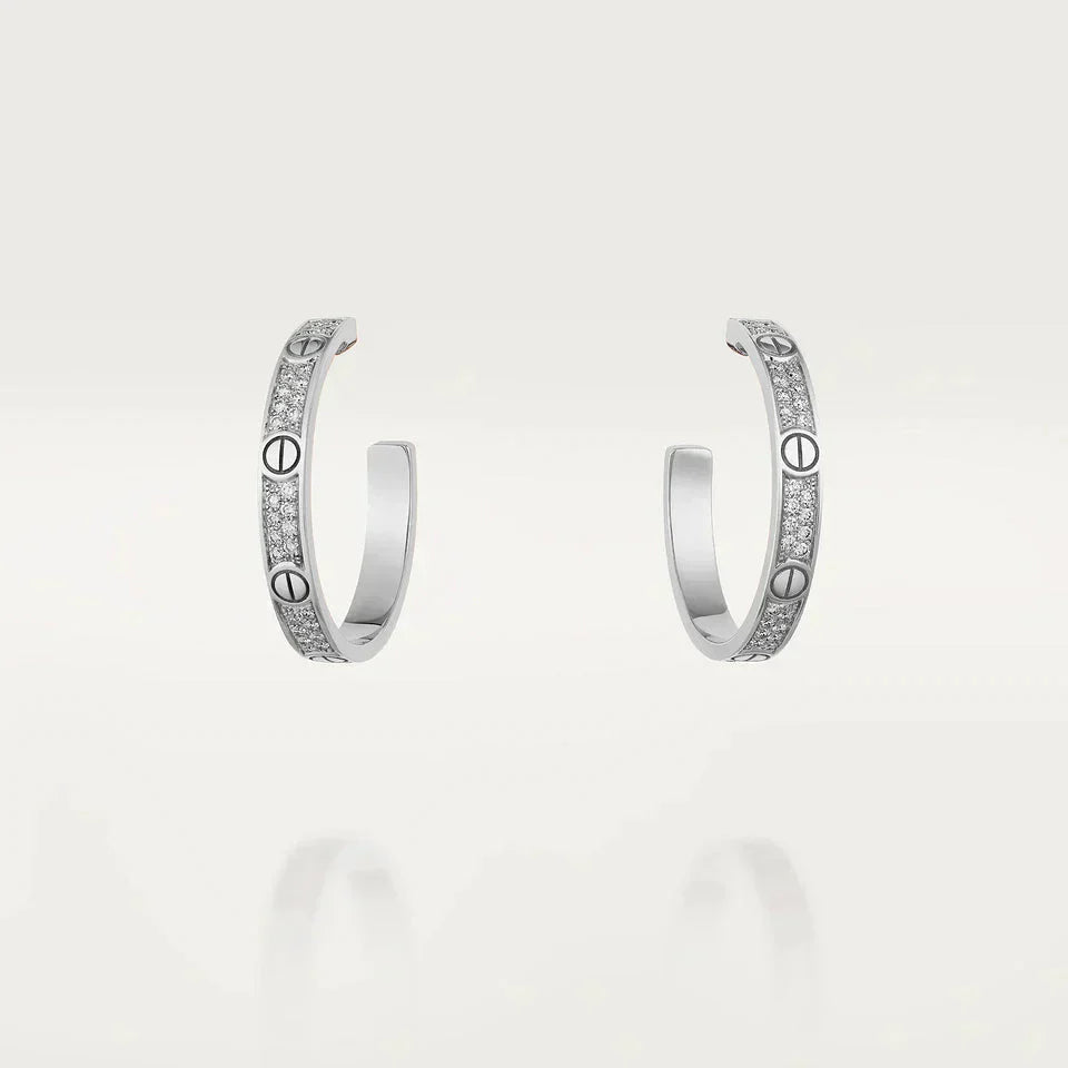 [Clover Jewelrys]LOVE DIAMOND SILVER HOOP EARRINGS