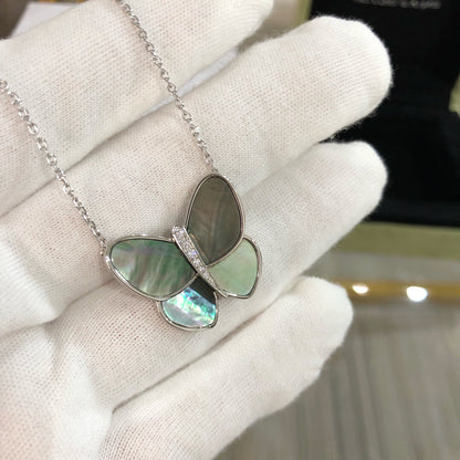 [Clover Jewelrys]LARGE BUTTERFLY SILVER PENDANT DIAMOND NECKLACE