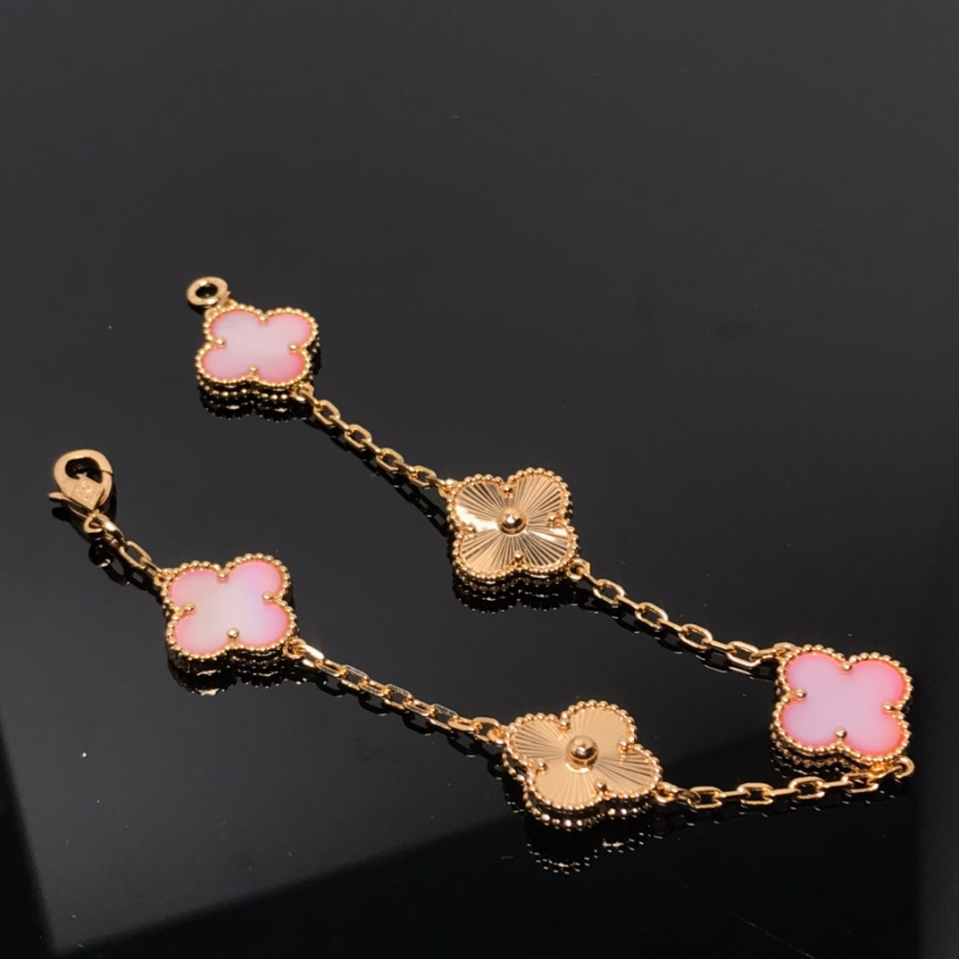 [Clover Jewelrys]CLOVER BRACELET 5 MOTIF PINK AND PINK GOLD