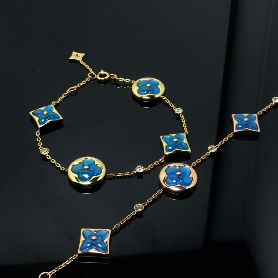 [Clover Jewelrys]STAR AND SUN 4 MOTIF BLUE BRACELET