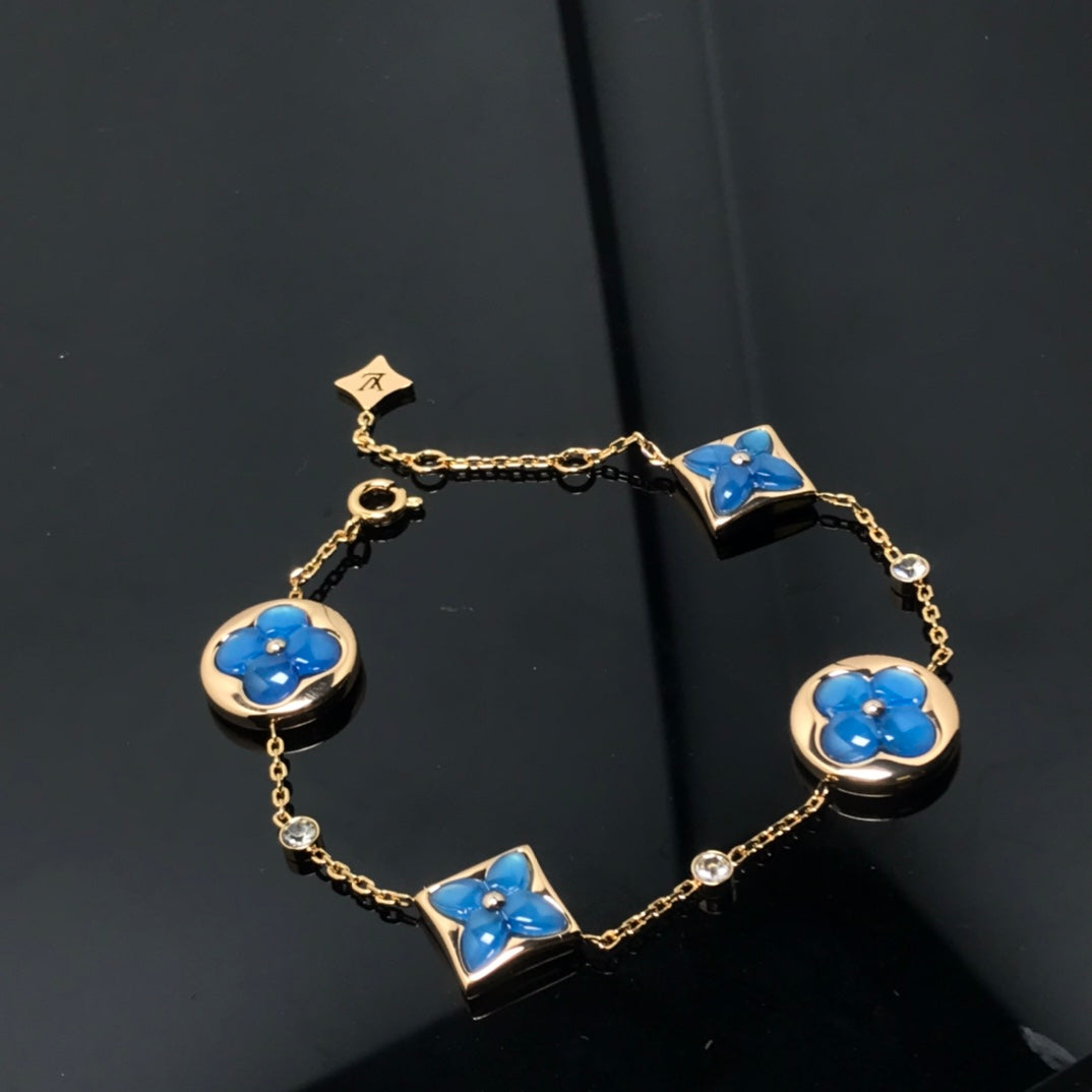 [Clover Jewelrys]STAR AND SUN 4 MOTIF BLUE BRACELET