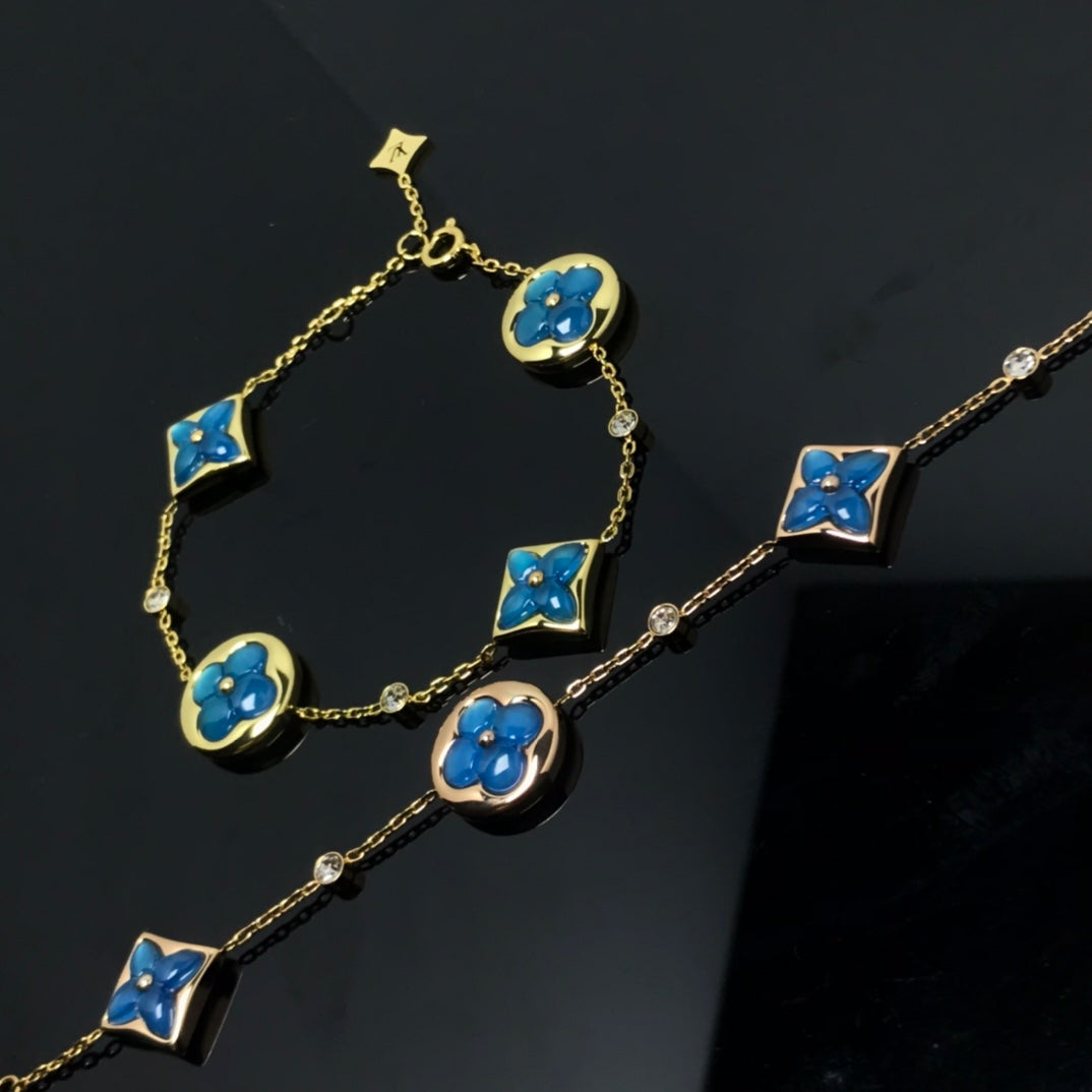 [Clover Jewelrys]STAR AND SUN 4 MOTIF BLUE BRACELET