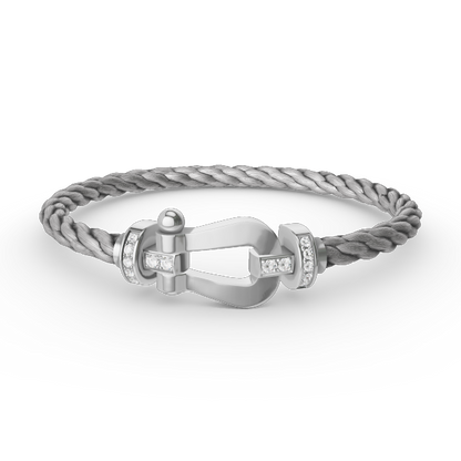 [Clover Jewelrys]FORCE LARGE HORSESHOE HALF DIAMOND BRACELET SILVER