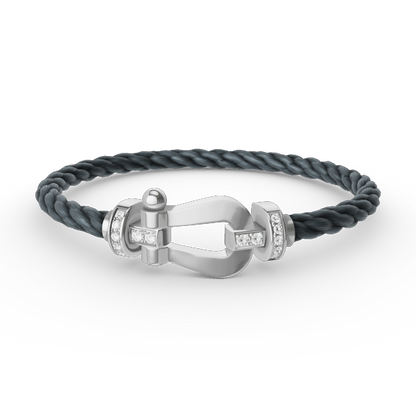 [Clover Jewelrys]FORCE LARGE HORSESHOE HALF DIAMOND BRACELET SILVER