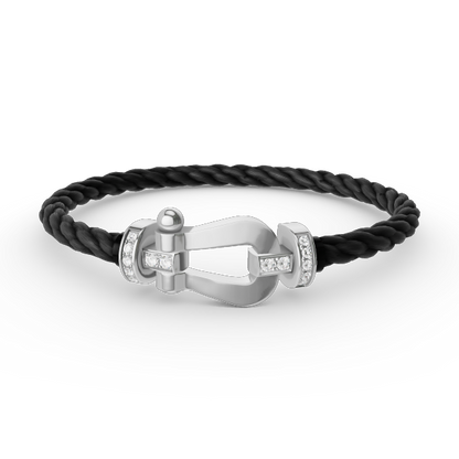 [Clover Jewelrys]FORCE LARGE HORSESHOE HALF DIAMOND BRACELET SILVER