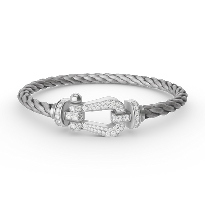 [Clover Jewelrys]FORCE LARGE HORSESHOE FULL DIAMOND BRACELET SILVER