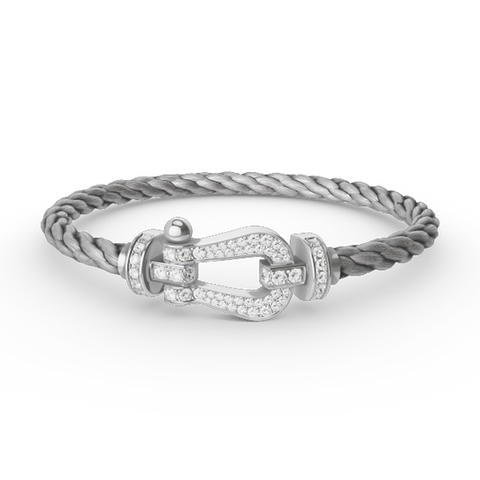 [Clover Jewelrys]FORCE LARGE HORSESHOE FULL DIAMOND BRACELET SILVER