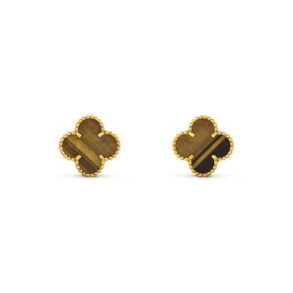 [Clover Jewelrys]CLOVER MEDIUM 1 MOTIFS TIGER EYE EARRINGS