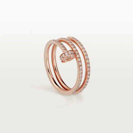 JUSTE RING 1.8MM PINK GOLD DOUBLE ROW DIAMONDS