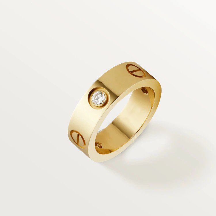 [Clover Jewelrys]LOVE RING 5.5MM 3 DIAMONDS PINK GOLD